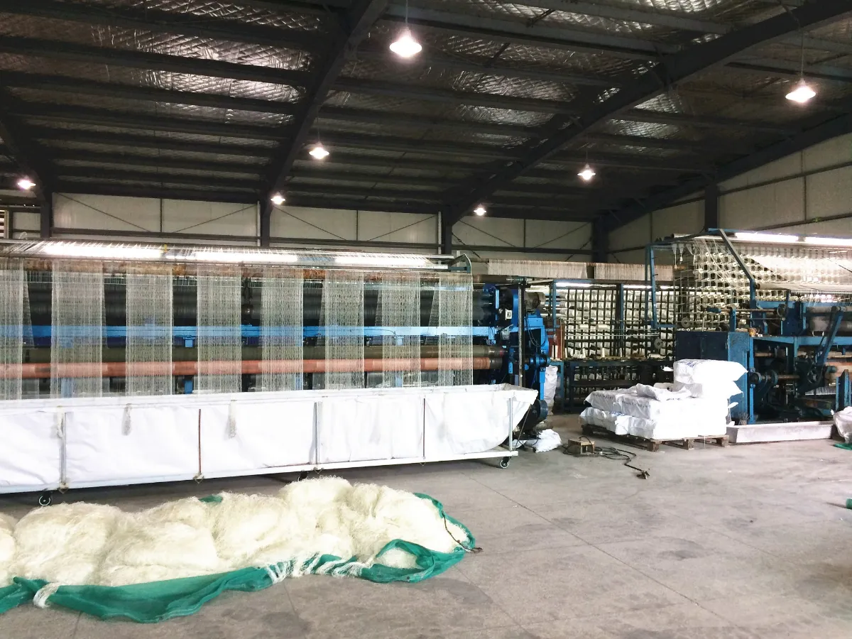 Finished nets stacked in the production hall