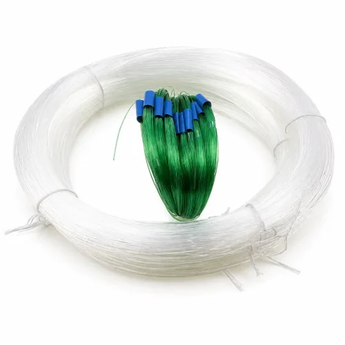 Clear nylon monofilament fishing line in a coil