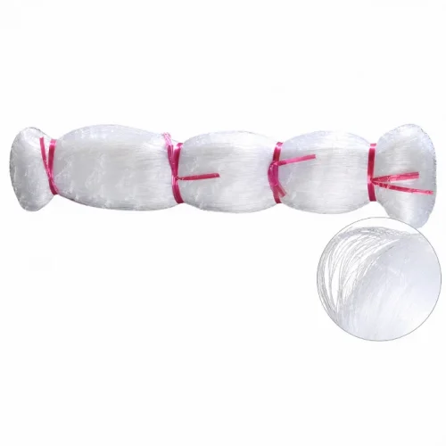 White nylon monofilament fishing net bundle